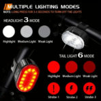 2x Mountain Bike Lights — USB Rechargeable LED Front & Rear Set - Image 2