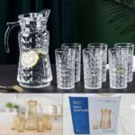 7PCS Glassware Set Crystal Effect Water 1.7L Jug 6 Tumblers Glass