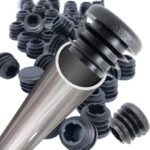 8x Round Plastic Black Blanking End Cap Caps Tube Inserts Plug