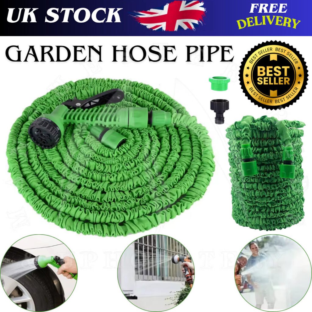 FLEXIBLE GARDEN HOSE EXPANDABLE WATER PIPE Spray Gun Extra Fitting