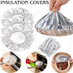 50PCS Reusable Aluminium Foil Food Covers Heat Insulated Bowl Lids