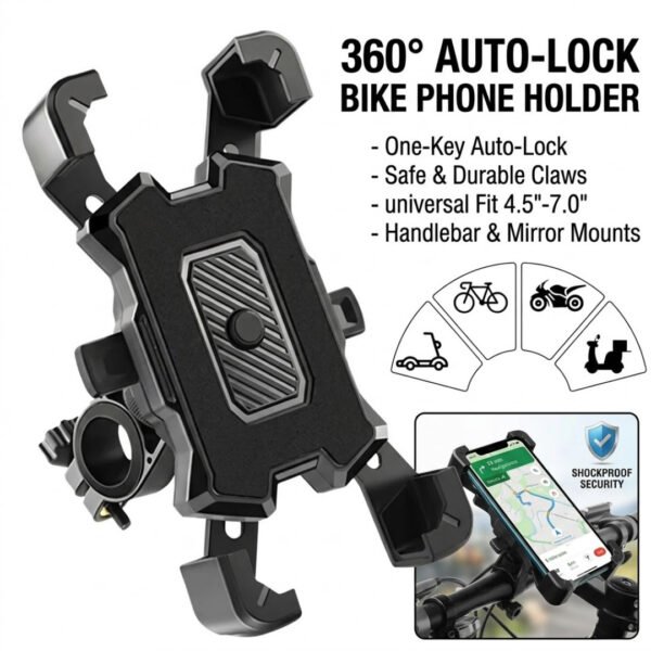 1x 360 Bicycle Motor Bike Waterproof Phone Stand Mount Holder For