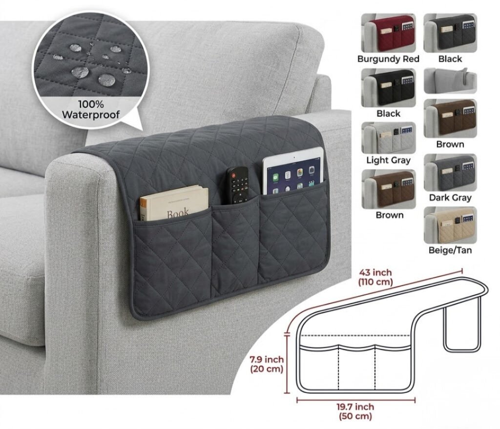 2PCS Chair Arm Protector Covers Quilted Armrest Sofa Couch