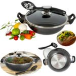 Wok Stir Fry Karahi Non Stick Aluminium Cooking Pot Deep Fryer