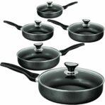Non Stick Aluminium Frying Pan with Lid Black Deep Fry Pan