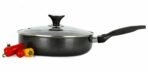 Non Stick Aluminium Frying Pan with Lid Black Deep Fry Pan