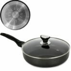 Non Stick Aluminium Frying Pan with Lid Black Deep Fry Pan