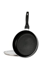 Non Stick Aluminium Frying Pan with Lid Black Deep Fry Pan