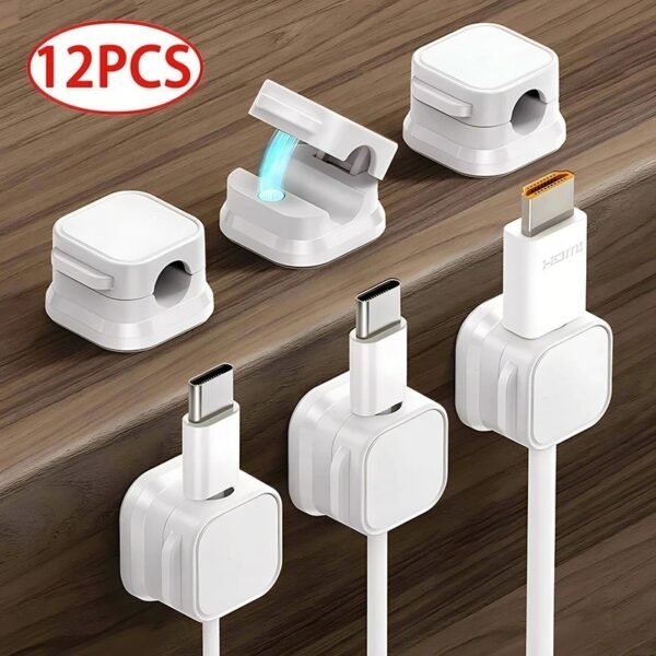 Magnetic Cable Clips Holder Adhesive Wire Organiser Desk USB