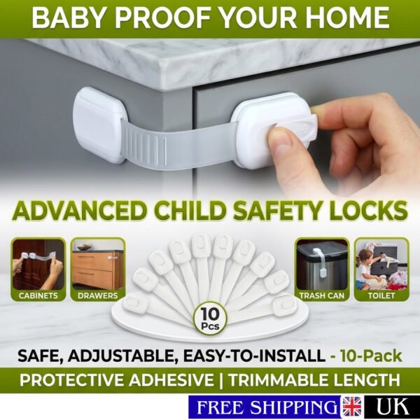 1/3/5/10 PACK Baby Safety Cupboard Door Strap Locks Home Child