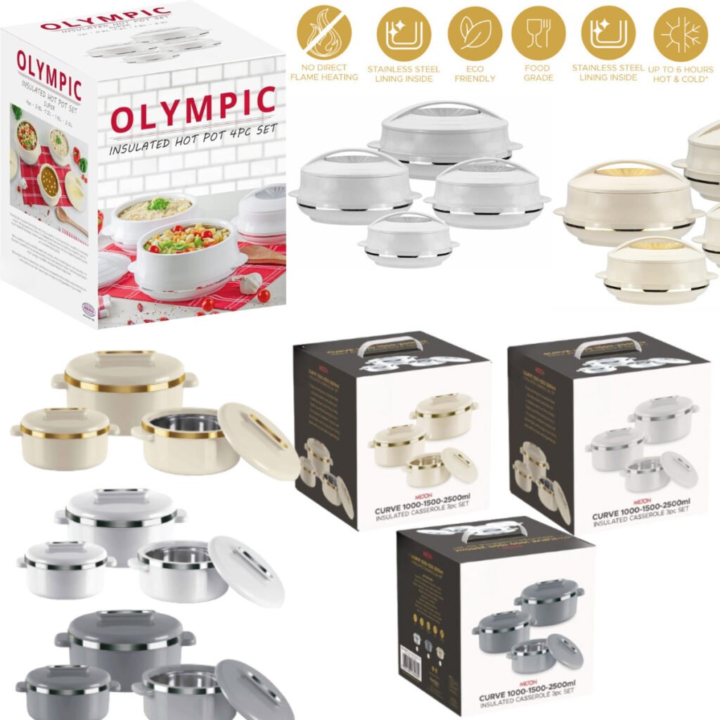 4PC Olympic Hot Pot Set Insulated Food Warmer Thermal Hotpot