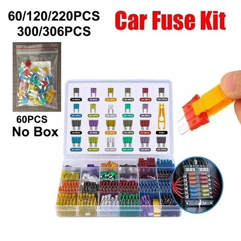 Car Fuses 120pc Blade Fuse Kit 5A-30A Assorted Box Automotive Van