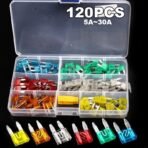 Car Fuses 120pc Blade Fuse Kit 5A-30A Assorted Box Automotive Van