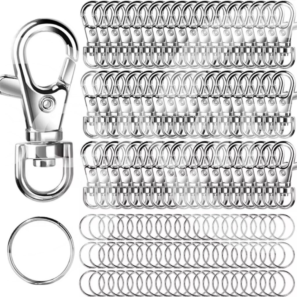 20PCS Swivel Lobster Clasp Clips Hook 32mm Alloy Key Ring Split