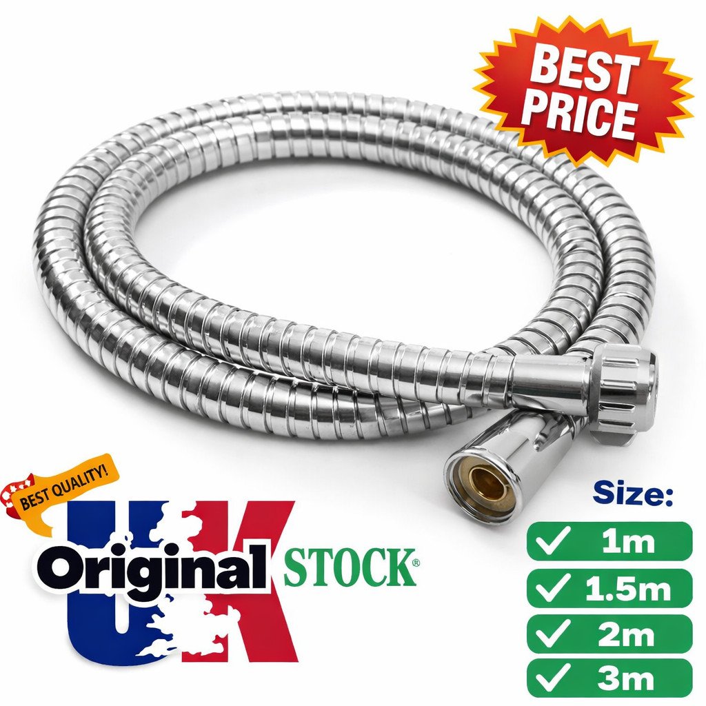 Shower Hose Flexible Stainless Steel Chrome Bathroom Pipe 1 1.5 2 3m Shower Hose Flexible Stainless Steel Chrome Bathroom Pipe 1 1.5 2 3m