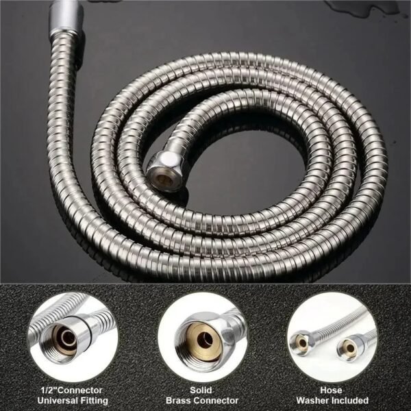Shower Hose Flexible Stainless Steel Chrome Bathroom Pipe 1 1.5 2 3m