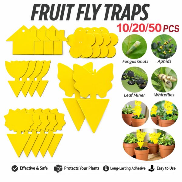Fruit Fly Traps Yellow Fungus Gnat Killer Double-sided Sticky Fruit