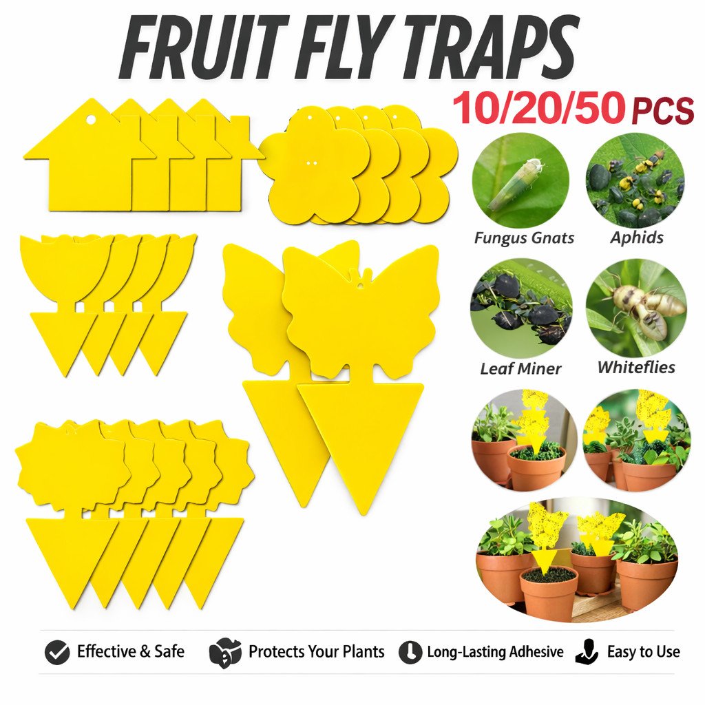 Fruit Fly Traps Yellow Fungus Gnat Killer Double-sided Sticky Fruit