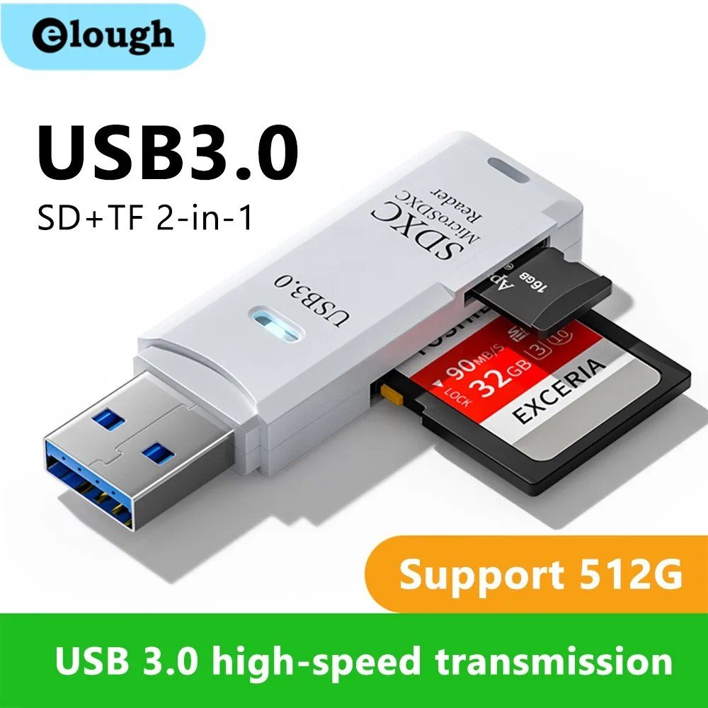 SD Card Reader 2 In 1 USB 3.0 Micro SD SDHC SDXC MMC TF for PC