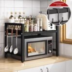 Expandable Microwave Shelf Organiser, Adjustable Kitchen Counter Rack