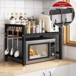 Expandable Microwave Shelf Organiser, Adjustable Kitchen Counter Rack