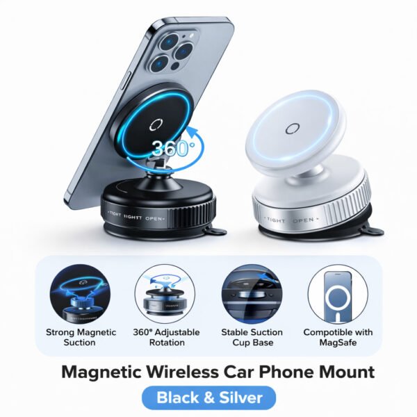 Magnetic Phone Vacuum Holder for iPhone Android Car Smartphone