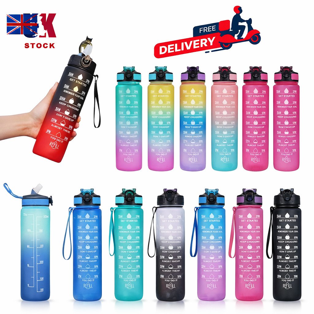 1L Sports Water Bottle Gym Travel Drinking Leakproof Bottle With