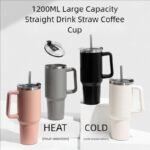 40oz Insulated Water Cup With Handle Straw Large Capacity Travel