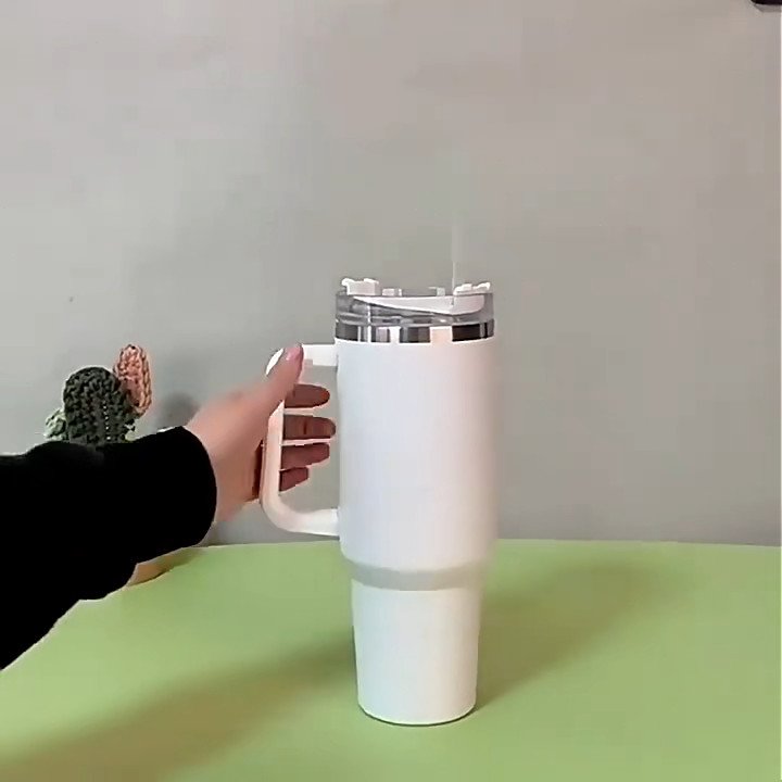40oz Insulated Water Cup With Handle Straw Large Capacity Travel
