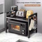 Expandable Microwave Shelf Organiser, Adjustable Kitchen Counter Rack