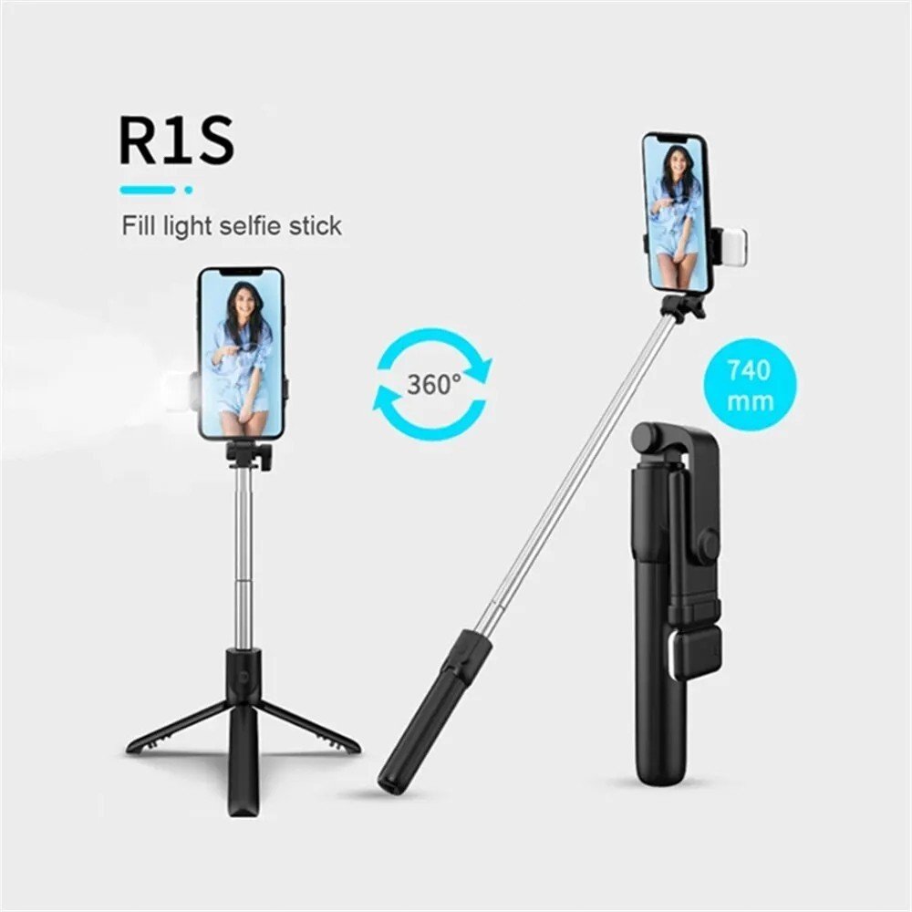 Remote Selfie Stick Tripod With Light Bluetooth Extendable Phone
