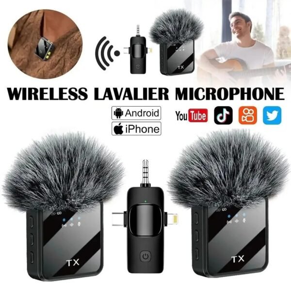 Wireless Lavalier Microphone Clip-On Noise Cancelling Mic for