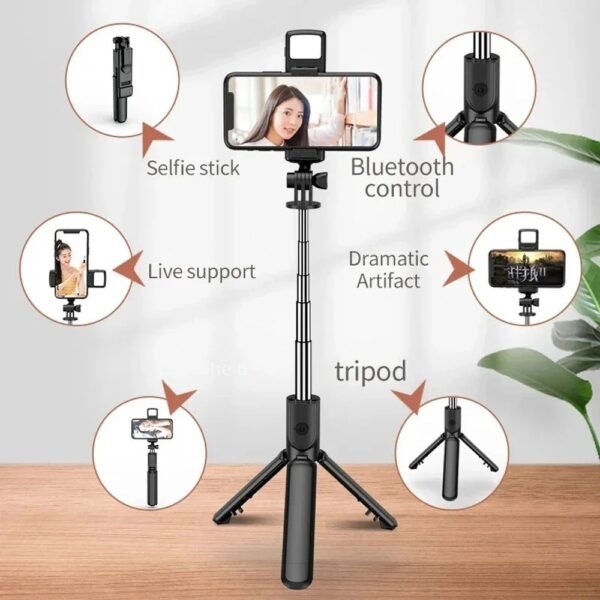 Bluetooth Selfie Tripod Telescopic Stick Remote Monopod Extendable