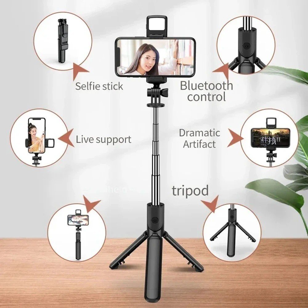 Bluetooth Selfie Tripod Telescopic Stick Remote Monopod Extendable