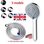Bath High Pressure Shower Head 5 Mode Large Chrome Handset Water