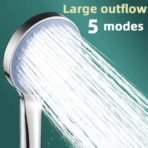 Bath High Pressure Shower Head 5 Mode Large Chrome Handset Water