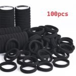 Strong Black Elastic Hair Bobbles Soft No-Snag Bands Women Girls