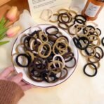 Strong Black Elastic Hair Bobbles Soft No-Snag Bands Women Girls