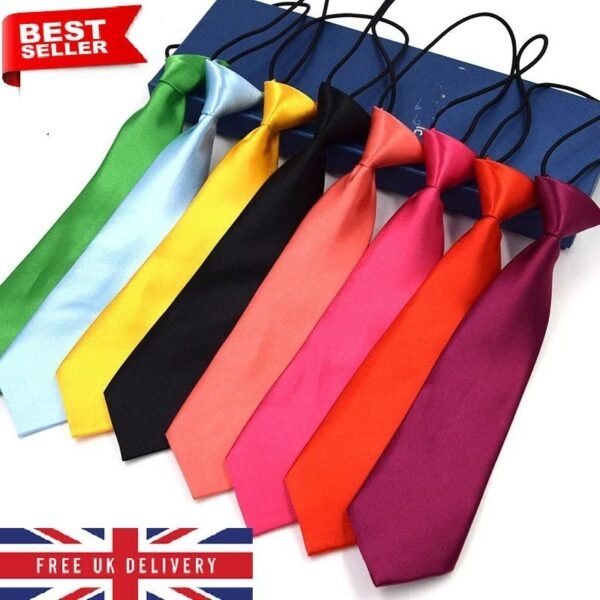 Boys Girls Classic Satin Elastic Neck Tie Wedding Prom Children