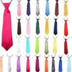 Boys Girls Classic Satin Elastic Neck Tie Wedding Prom Children