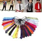 Boys Girls Classic Satin Elastic Neck Tie Wedding Prom Children
