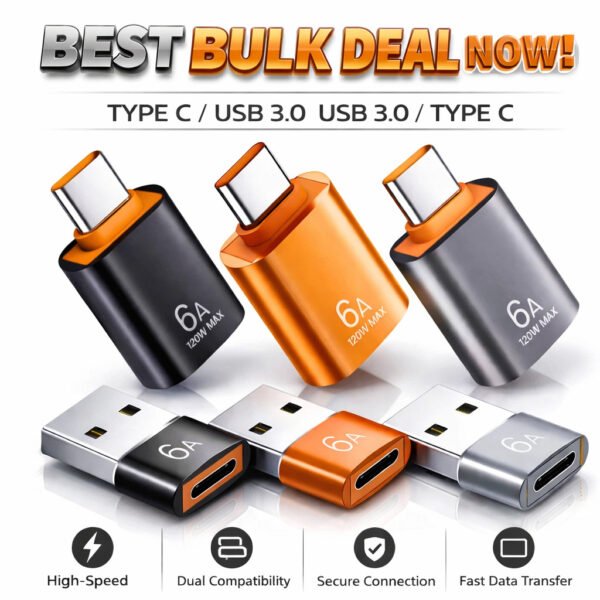 6A USB OTG Adapter USB 3.0 A Male To Type C Female Converter Fast