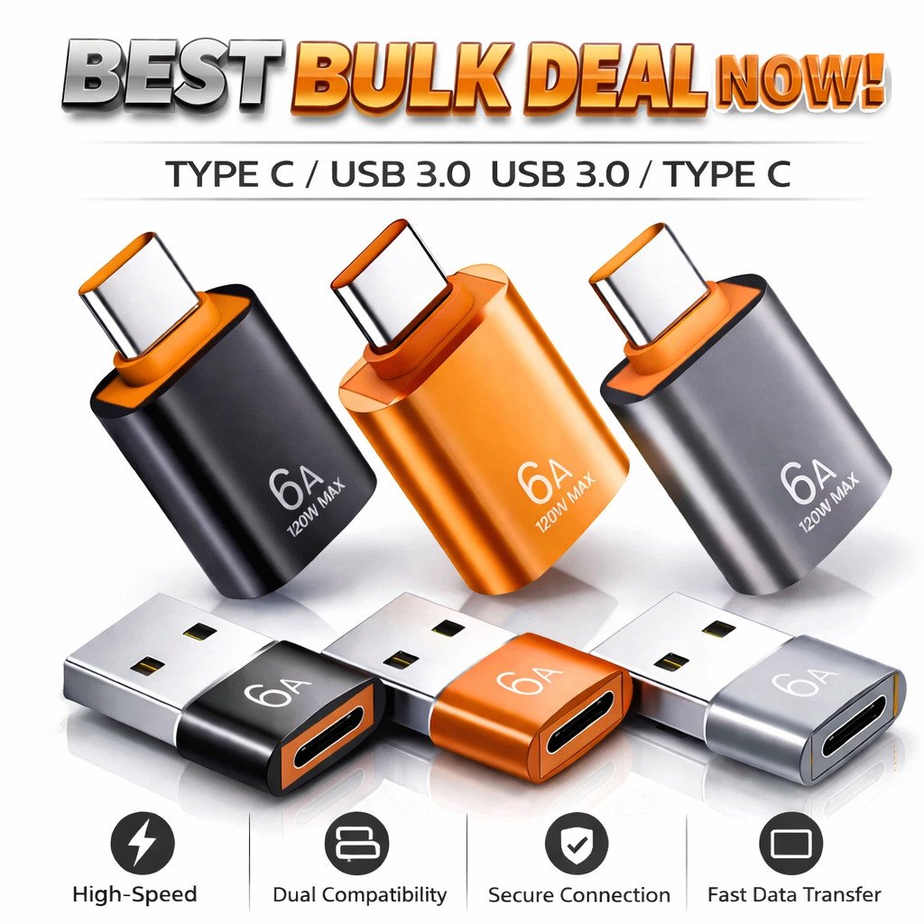 6A USB OTG Adapter USB 3.0 A Male To Type C Female Converter Fast