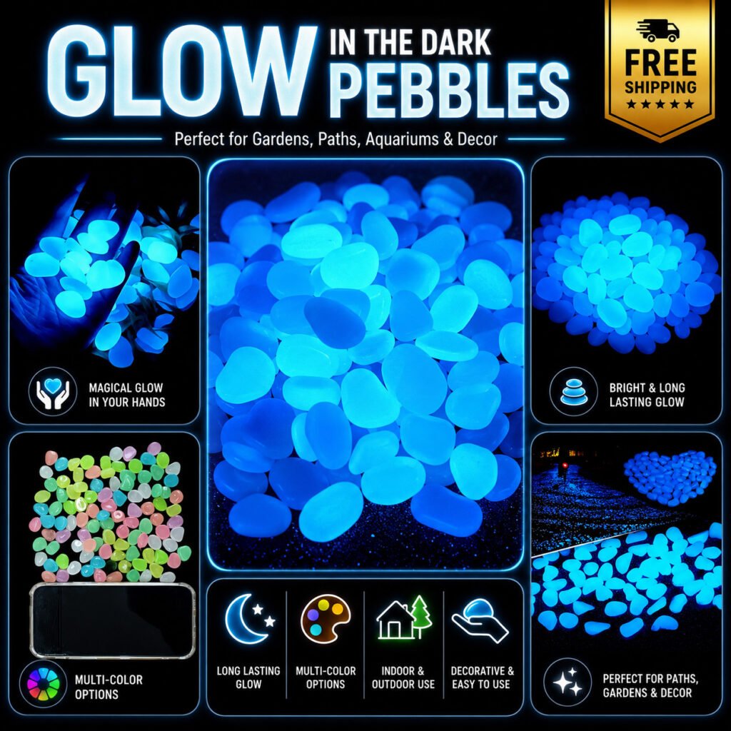 Glow in the Dark Garden Pebbles Stones for Pathway Yard Aquarium