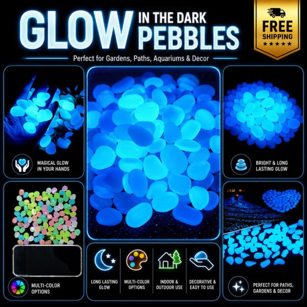 Glow in the Dark Garden Pebbles Stones for Pathway Yard Aquarium