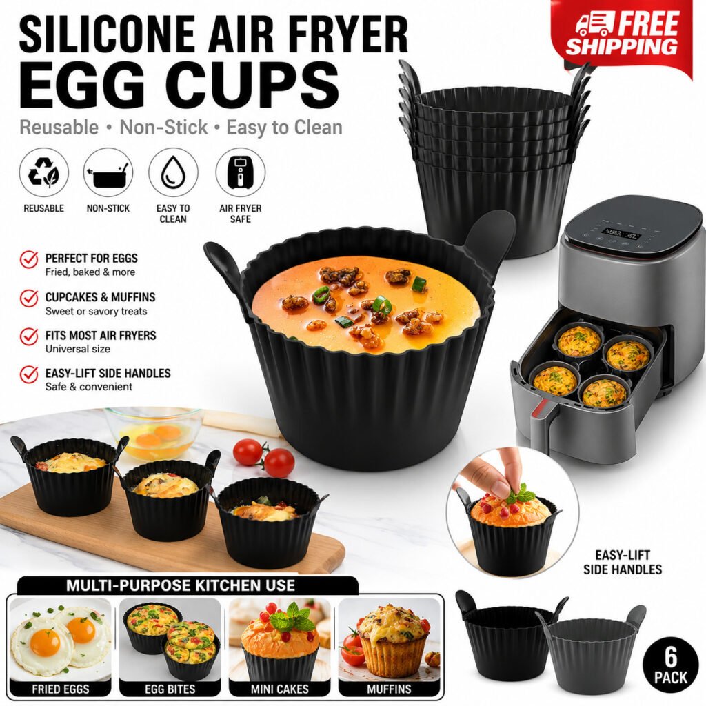 Ramekins for Air Fryer Egg Poacher Silicone Muffin Moulds Liners 1