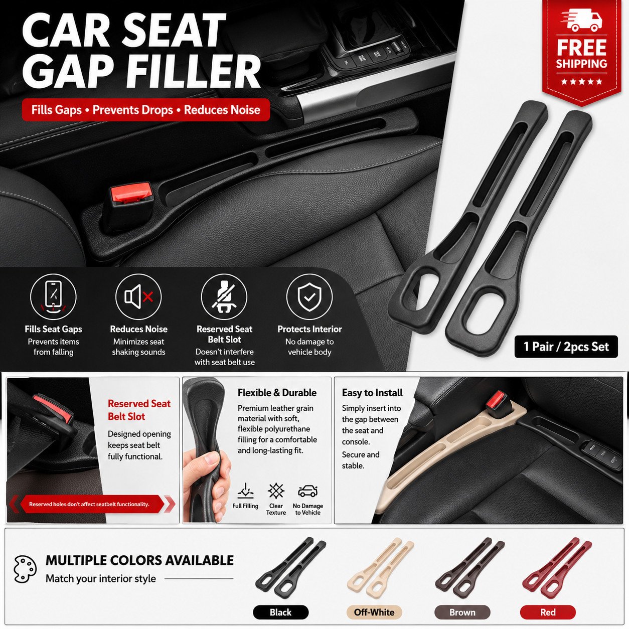 Car Seat Gap Filler Side Seam Plug Strip Leak-proof Fill Strip Car Seat Gap Filler Side Seam Plug Strip Leak-proof Fill Strip