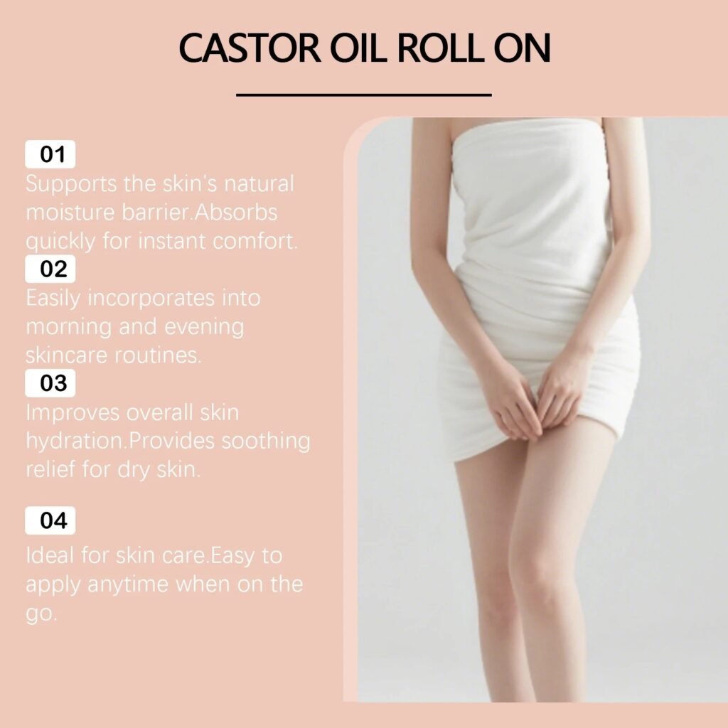 50ml Castor Oil Roll-On for Skin Organic with Rose Quartz 100% Pure