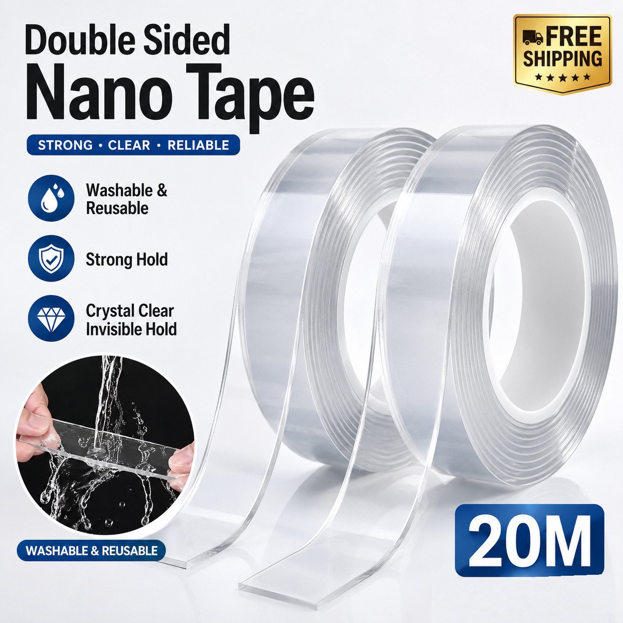 Heavy Duty Double-Sided Nano Tape Reusable Strong Stick Mounting Heavy Duty Double-Sided Nano Tape Reusable Strong Stick Mounting