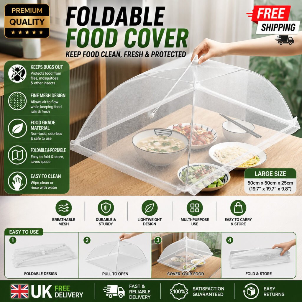 Pop Up Food Cover Large Collapsible Mesh Fly Wasp Net Party Kitchen